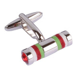 Tri Coloured band with Red Swarovski Crystals Cufflinks