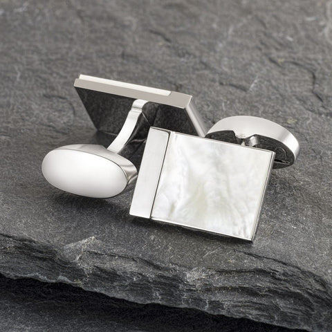 Silver Lined Mother of Pearl Cufflinks