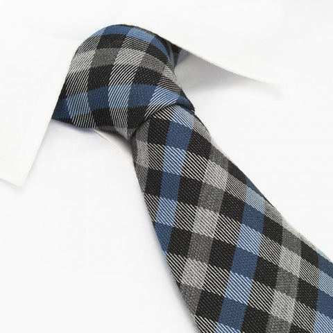 Blue & Black Tartan Wool Mix Tie