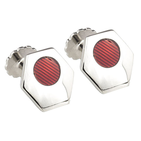 Silver Hexagon Red Cufflinks