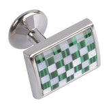 Two Tone Green Chequered Cufflink