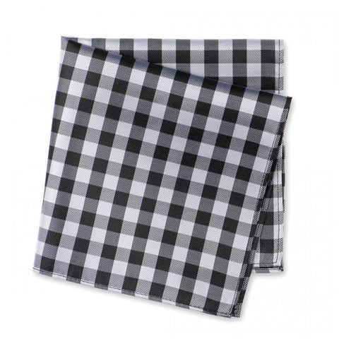 Black & White Multi Check Silk Handkerchief