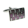 Purple Acrylic with Rhodium Bars Cufflinks