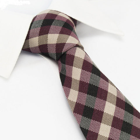 Wine & Black Tartan Wool Mix Tie