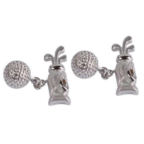 Golf Bag and Ball on Chain Cufflinks