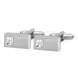 Clear Crystal Rectangle Cufflinks (Engraved)
