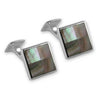 Sterling Silver Black Shell Square Cufflinks