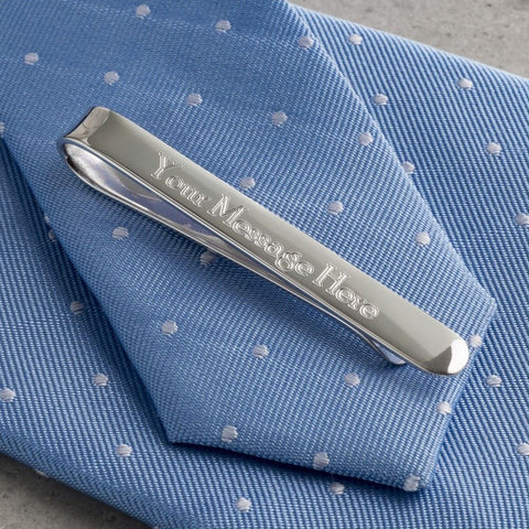 Sterling Silver Plated Engraved Tie Bar