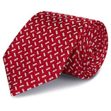 Red & White Textured Dash Silk Tie