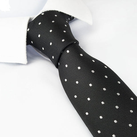Black Polka Dot Silk Slim Tie