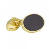 Sterling Silver Gold Plated Onyx Oval Cufflinks
