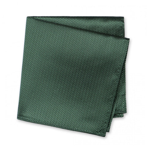 Dark Green Herringbone Silk Handkerchief