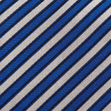 Blue and White Striped Luxury Woven Silk Tie