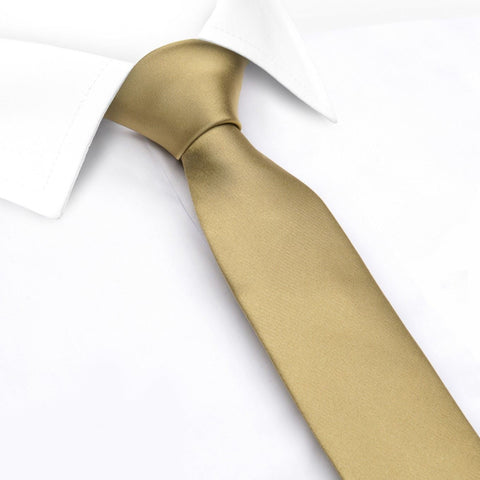Plain Gold Slim Silk Tie