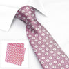 Pink & White Floral Luxury Woven Silk Tie & Handkerchief Set
