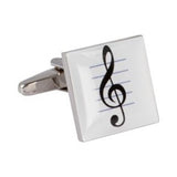 Musical Note White Enamel Cufflinks