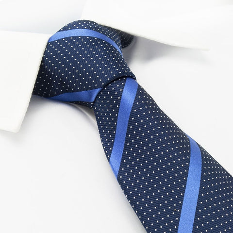 Navy Striped Pin Dot Silk Tie
