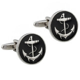 Black Enamel Anchor Cufflinks