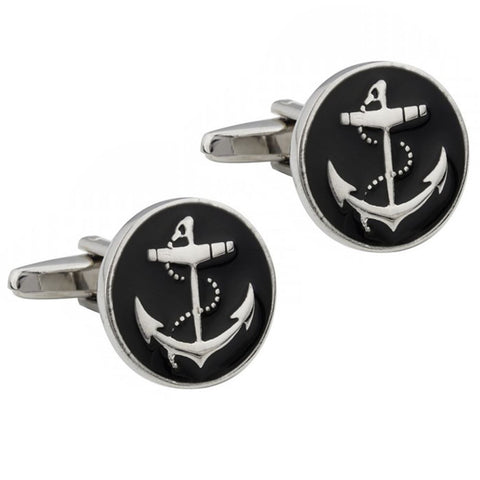 Black Enamel Anchor Cufflinks