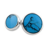 Sterling Silver Round Turquoise Cufflinks