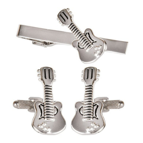 Guitar Cufflinks & Tie Bar Gift Set