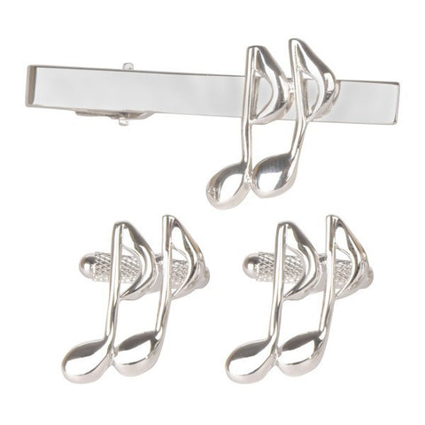 Musical Note Cufflinks and Tie Bar Set