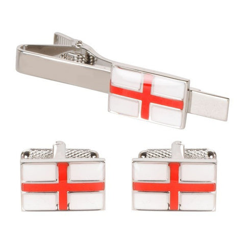 St Georges Cross Cufflinks & Tie Bar Gift Set